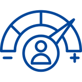 User gauge icon with positive indicator.